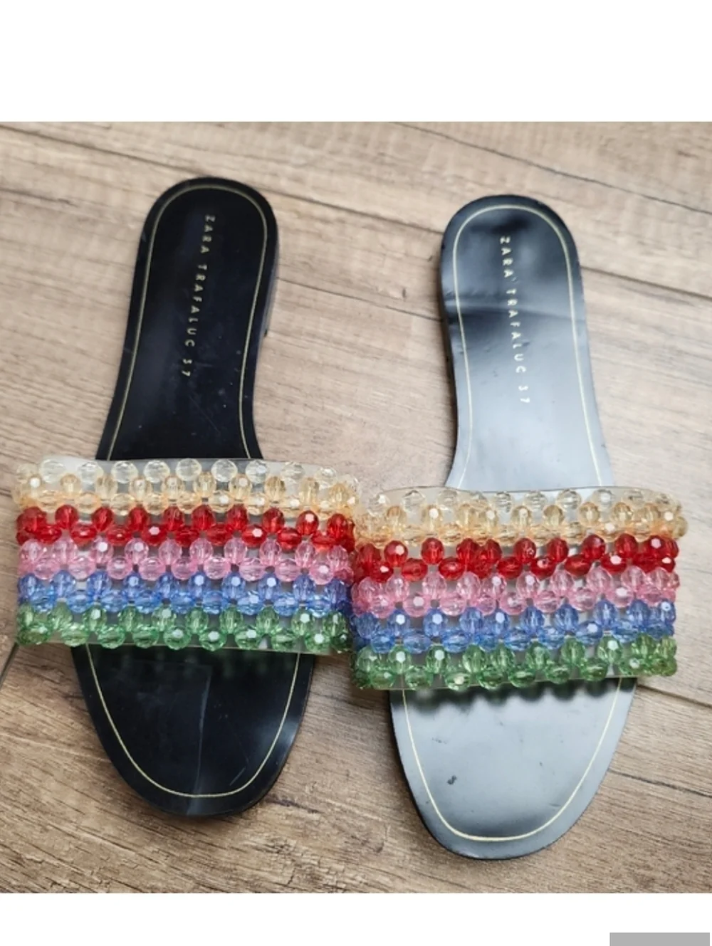 Zara Women's TRF Rainbow Beads  slip-on sandals Slide Flip Flops 37 / 6.5 - Picture 2 of 14